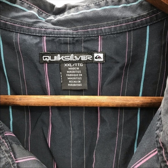 QUICKSILVER Grey Pinstriped Button Up Shirt size XX-Large - Picture 4 of 4